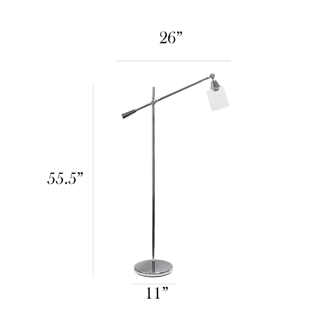 Elegant Designs Pivot Arm Floor Lamp with Glass Shade. Picture 7