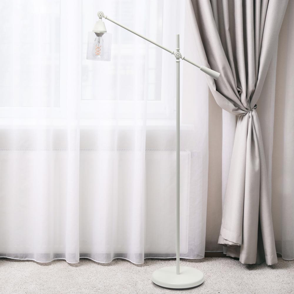 Elegant Designs Pivot Arm Floor Lamp with Glass Shade. Picture 3