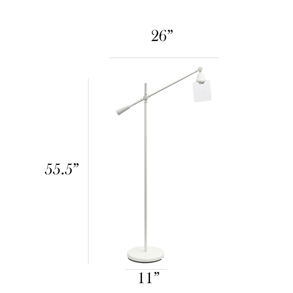 Elegant Designs Pivot Arm Floor Lamp with Glass Shade. Picture 5