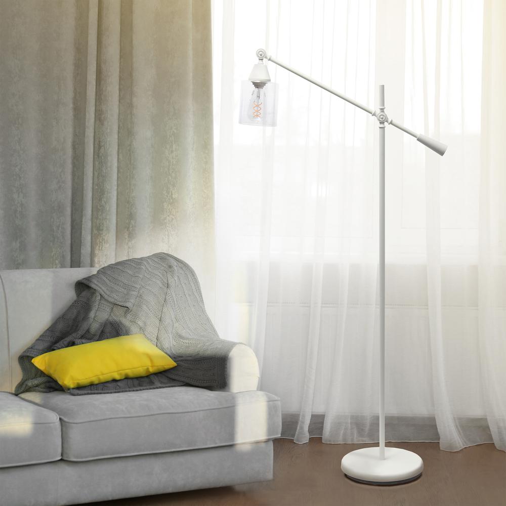 Elegant Designs Pivot Arm Floor Lamp with Glass Shade. Picture 6
