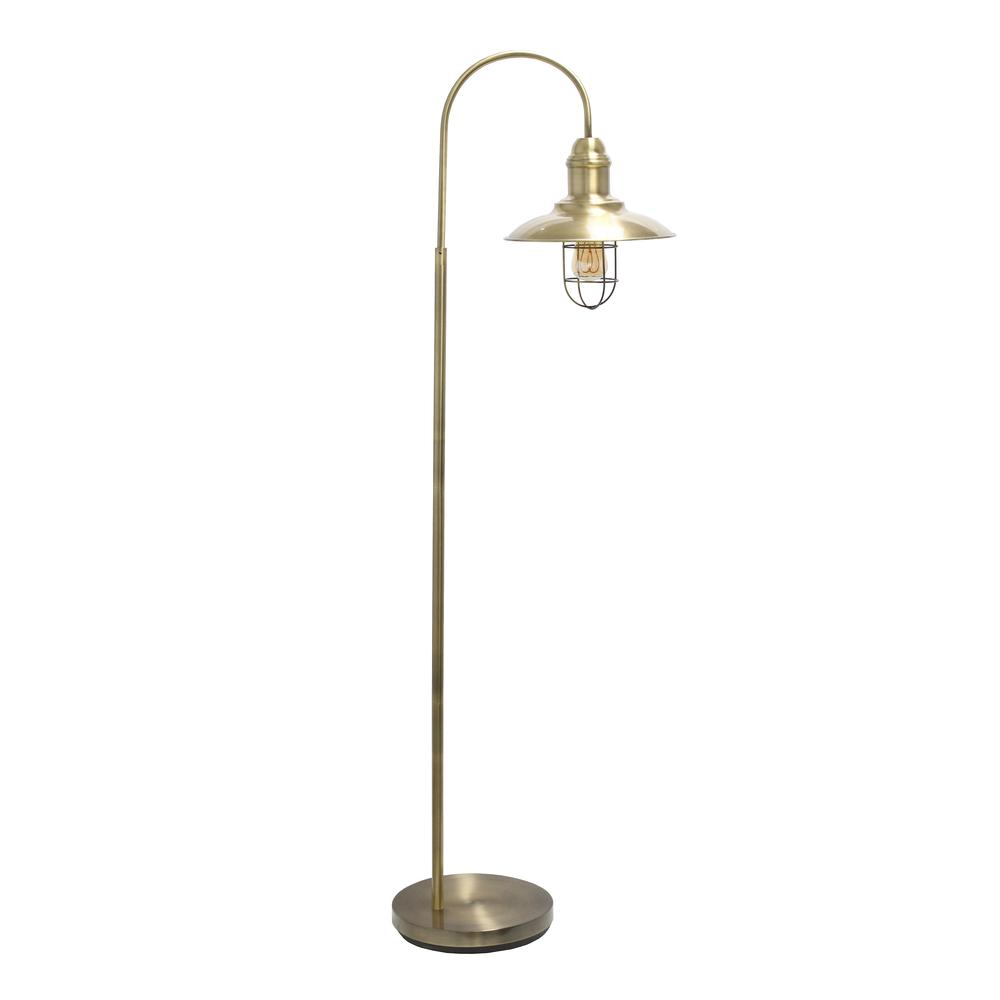 Elegant Designs Rustic Open Cage Floor Lamp, Antique Brass. Picture 6