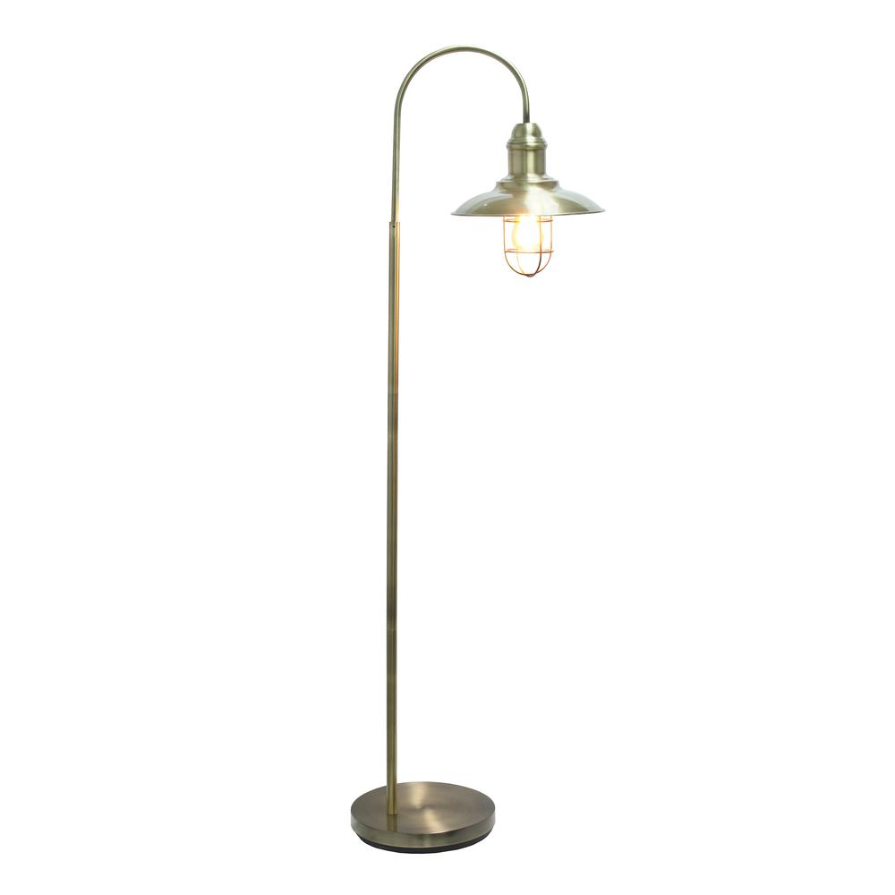 Elegant Designs Rustic Open Cage Floor Lamp, Antique Brass. Picture 1