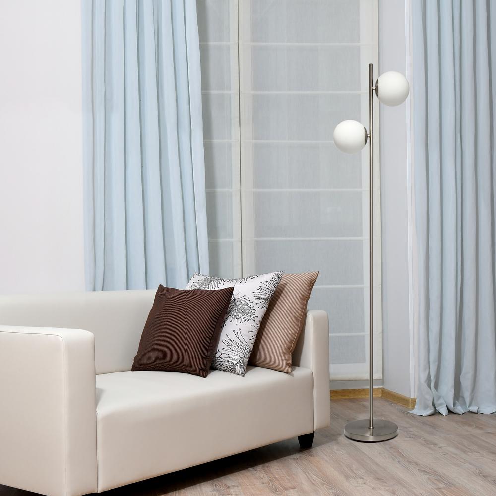 Simple Designs 66" Tall Floor Lamp, Brushed Nickel. Picture 4
