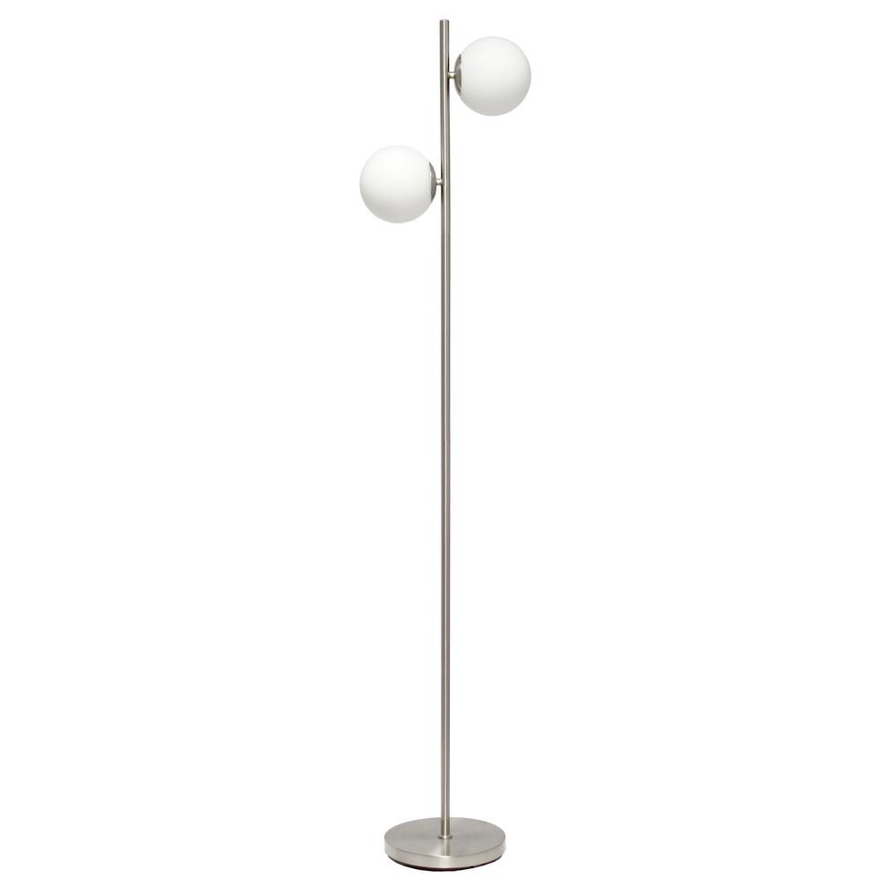Simple Designs 66" Tall Floor Lamp, Brushed Nickel. Picture 1