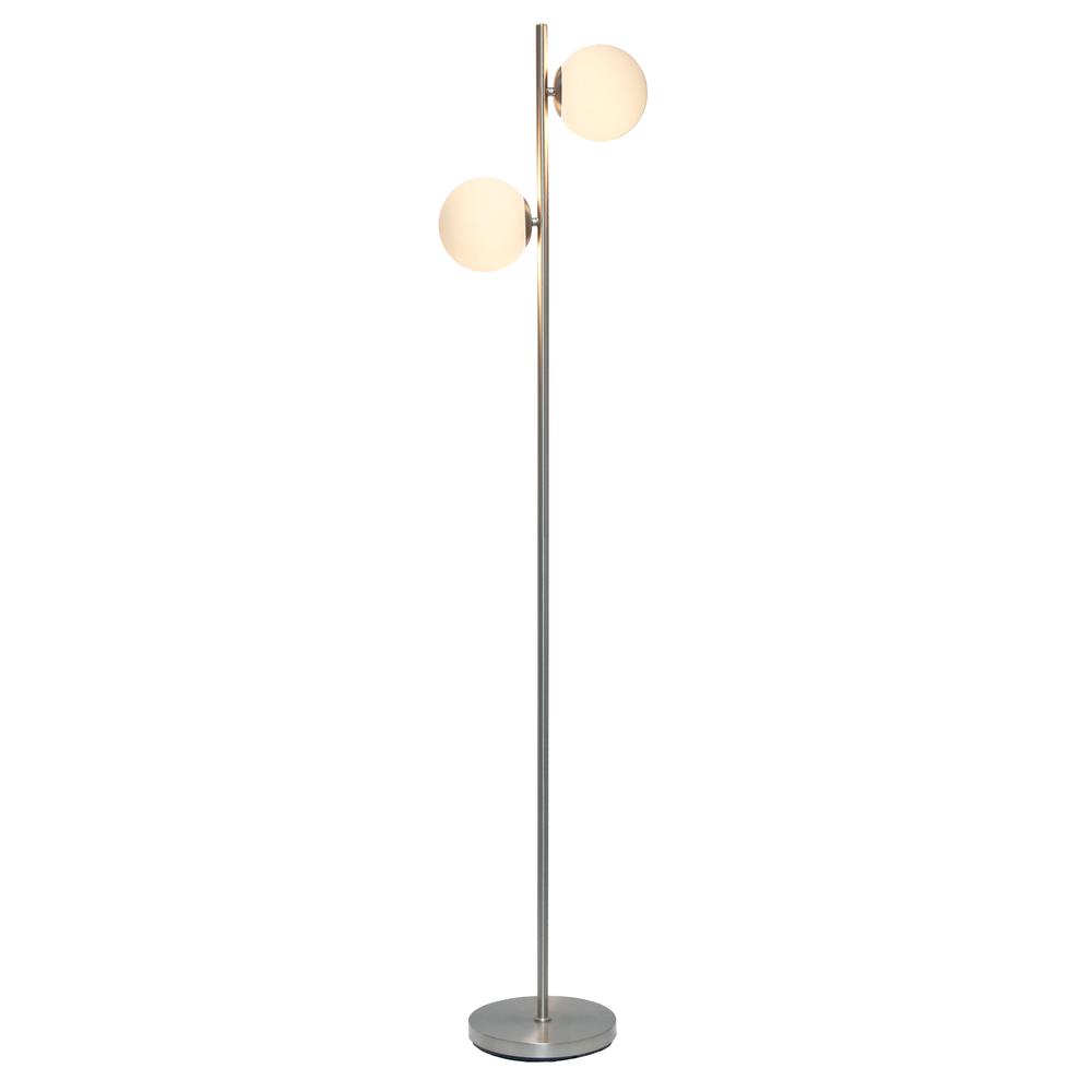 Simple Designs 66" Tall Floor Lamp, Brushed Nickel. Picture 8