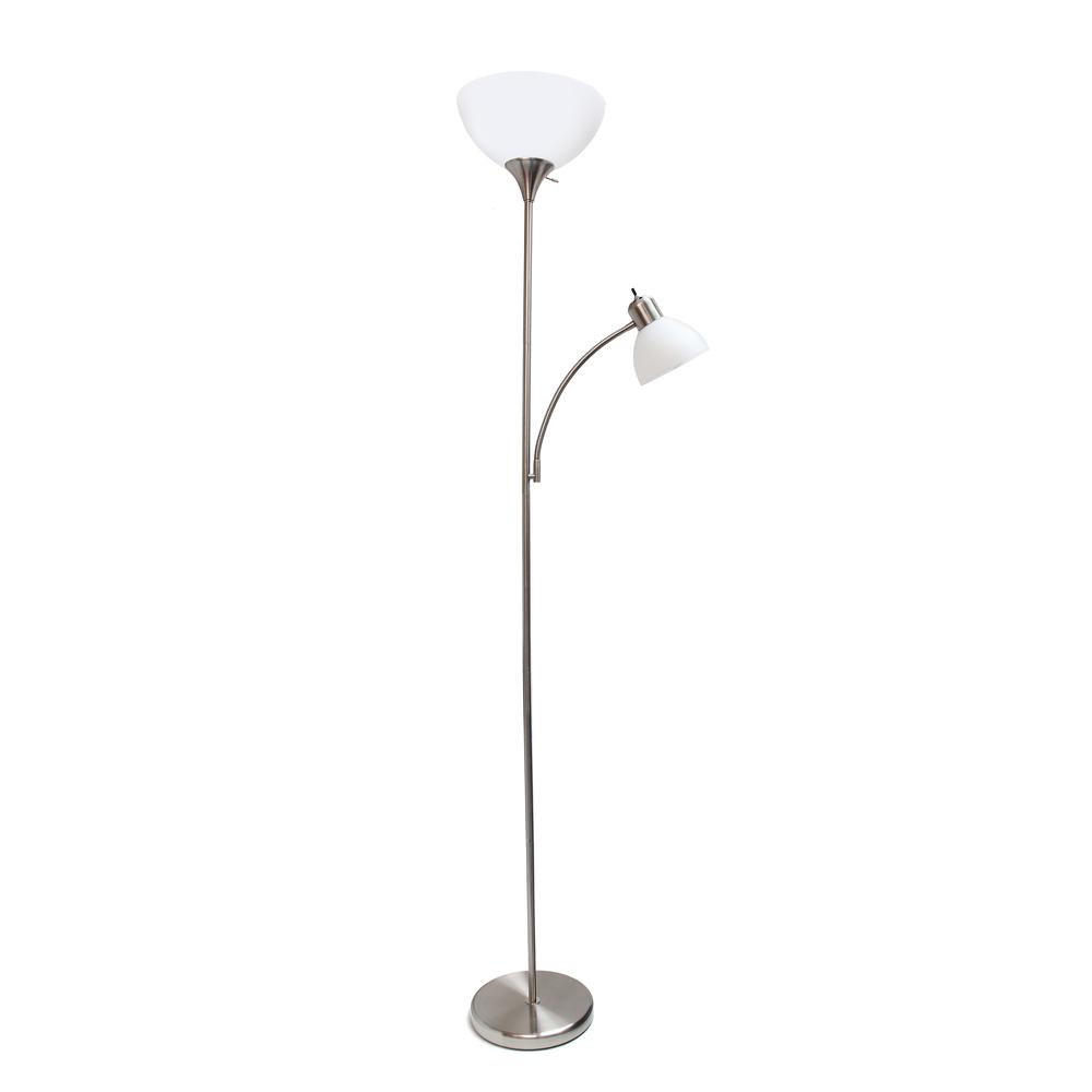 Brushed Nickel Floor Lamp with Reading Light. Picture 3