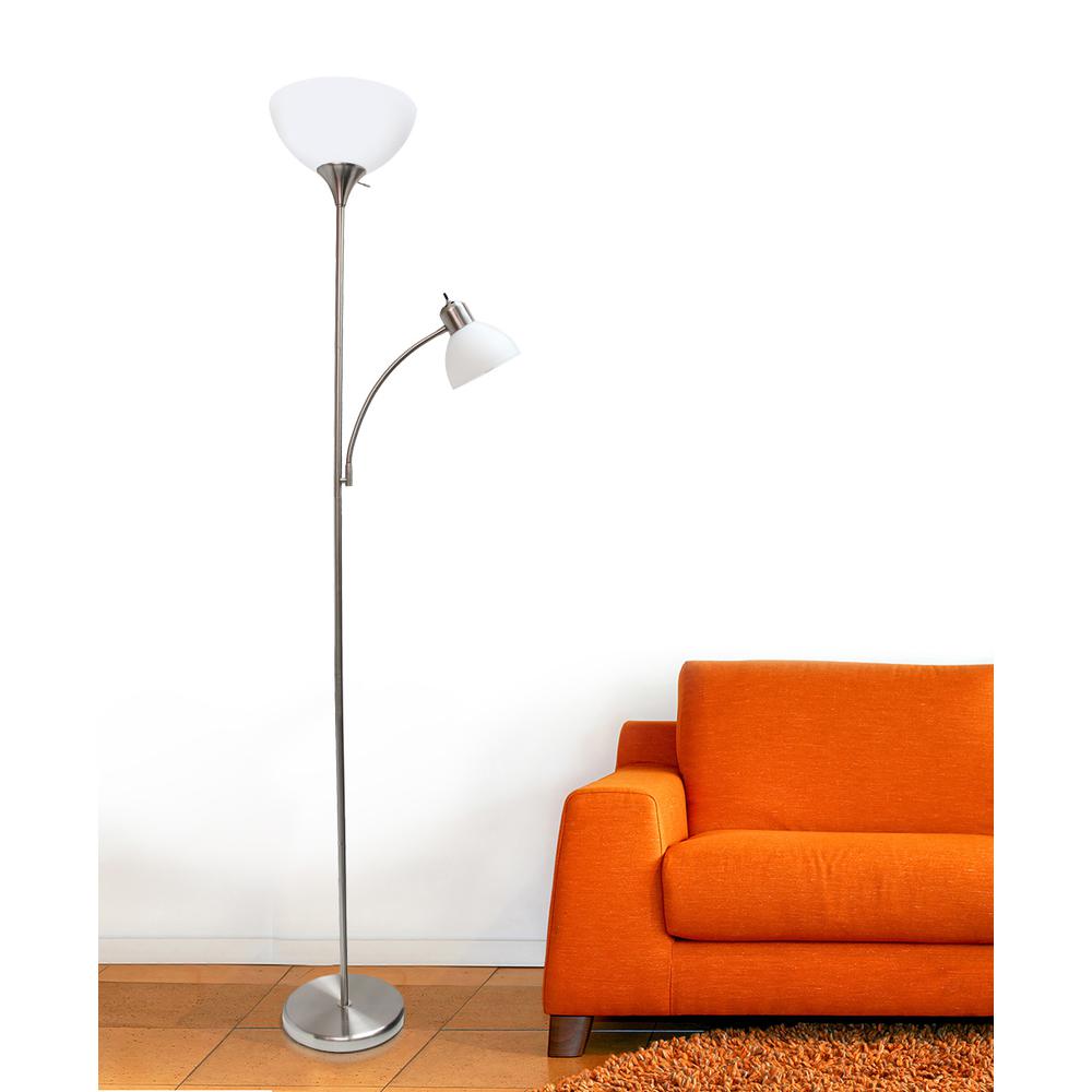Brushed Nickel Floor Lamp with Reading Light. Picture 6