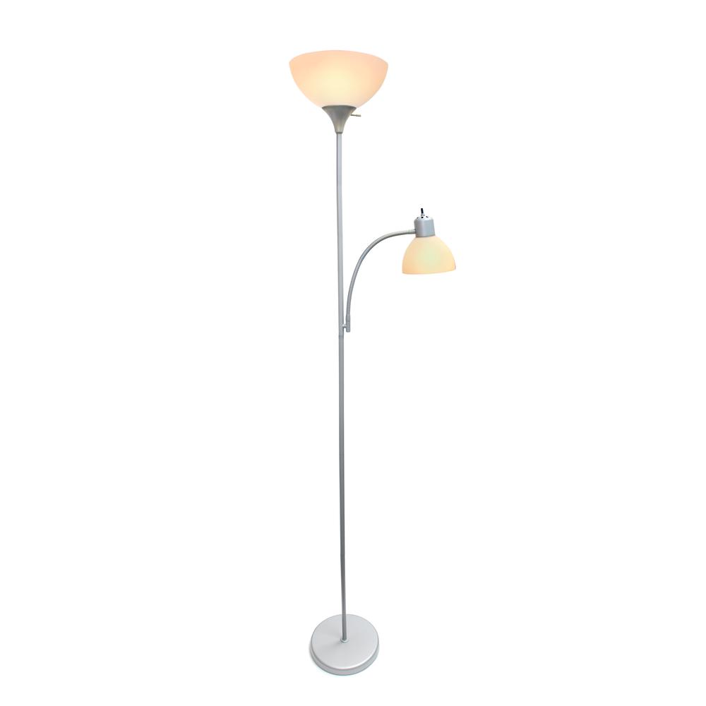 Floor Lamp with Reading Light, Silver. Picture 1