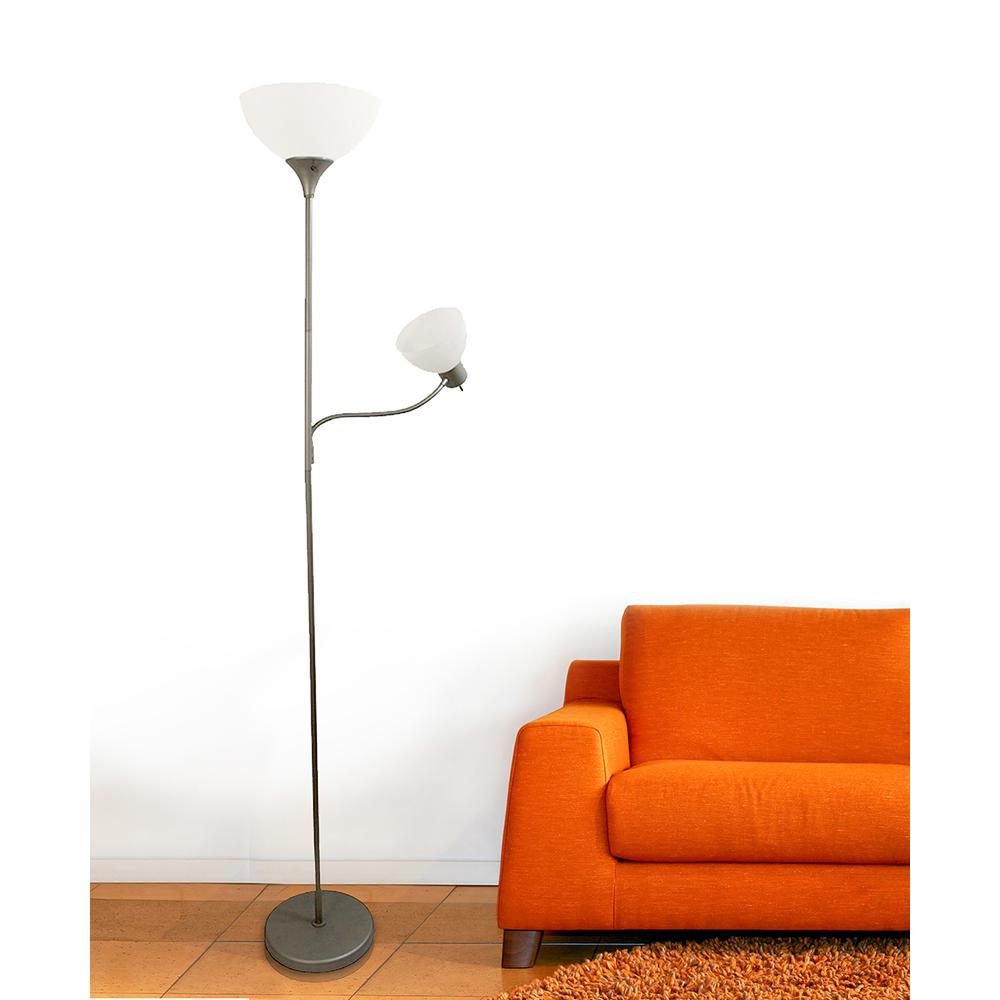 Floor Lamp with Reading Light, Silver. Picture 6