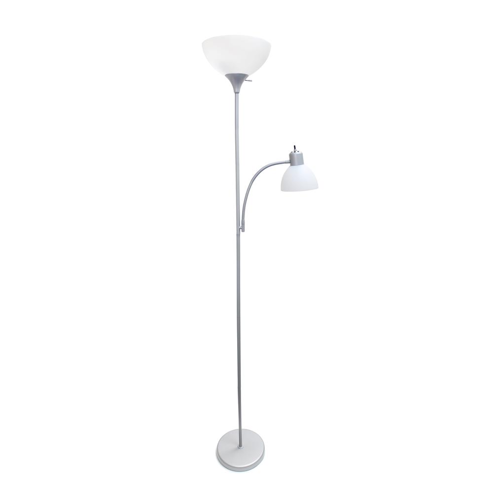 Floor Lamp with Reading Light, Silver. Picture 7