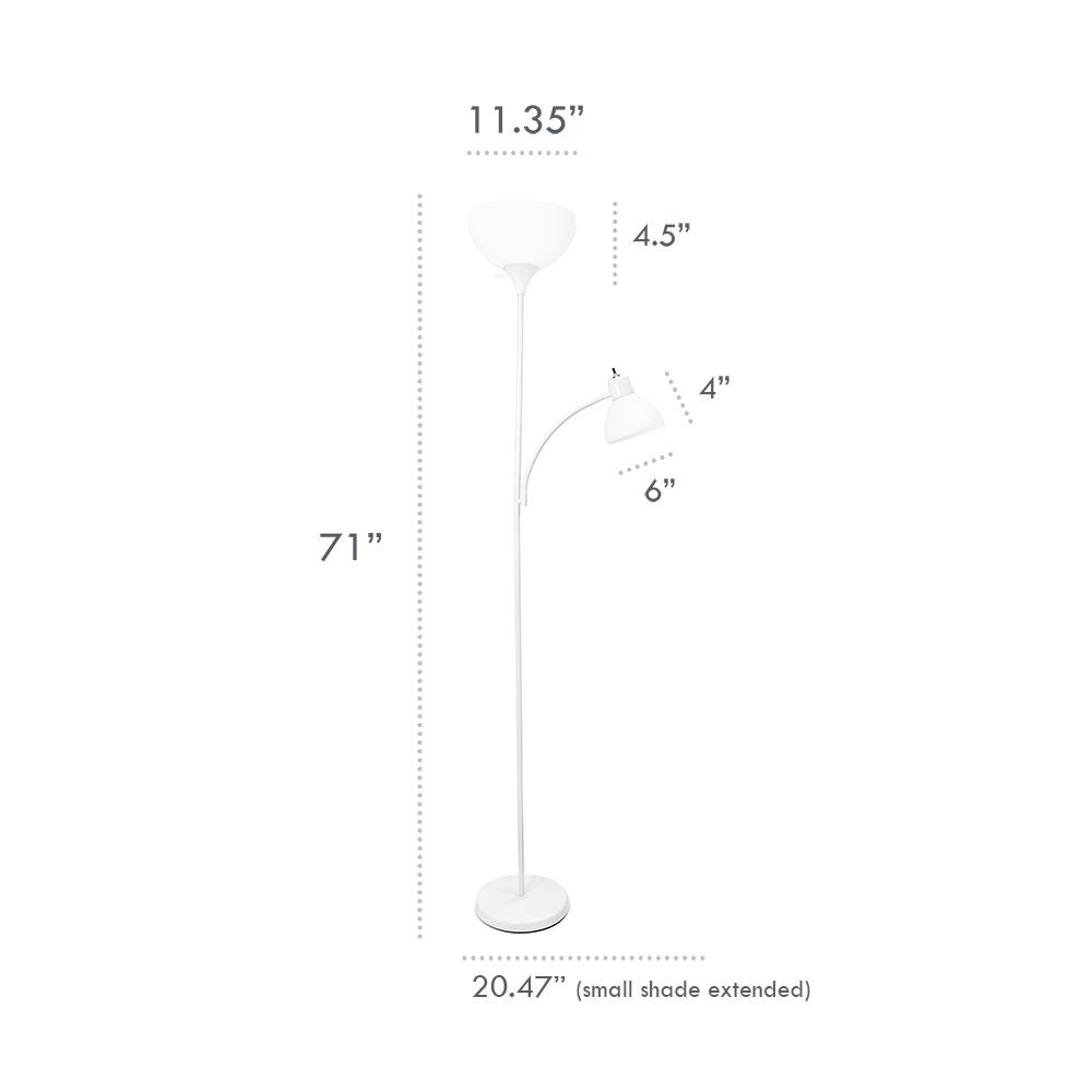 Simple Designs Floor Lamp with Reading Light Silver