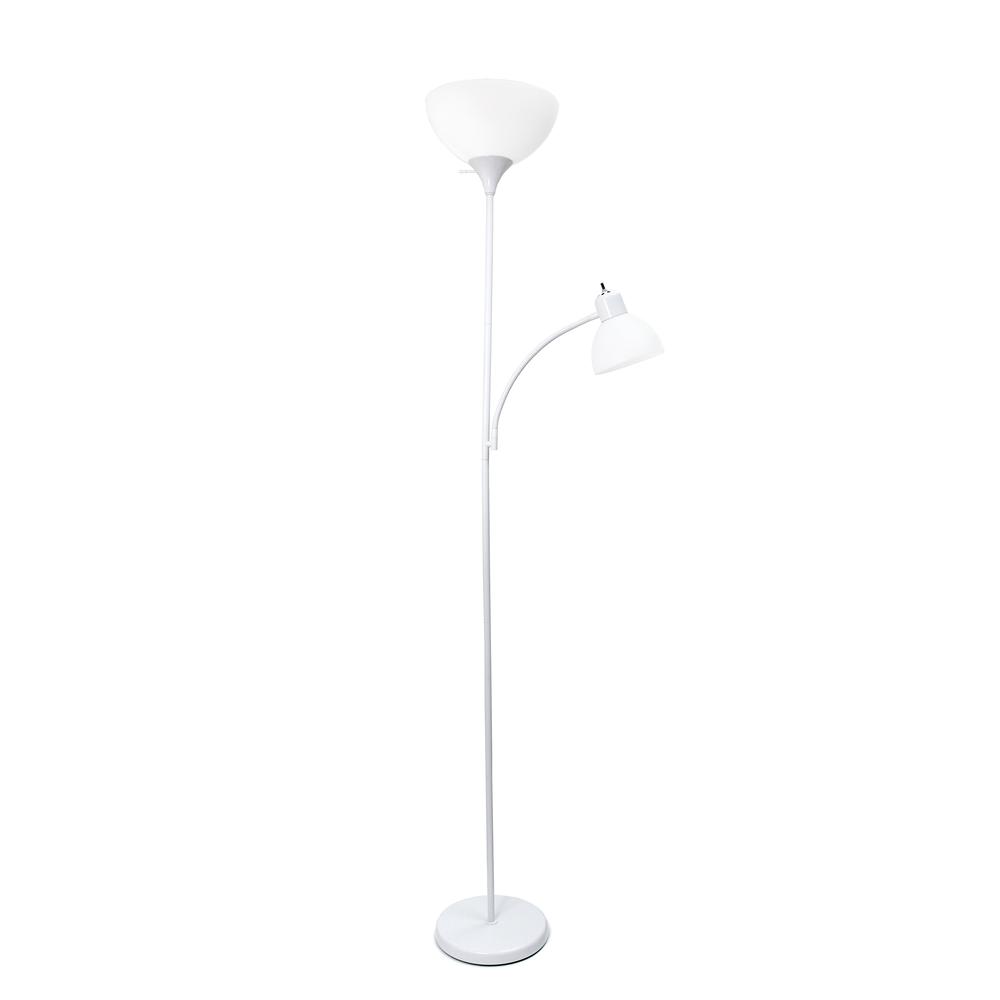 Simple Designs Floor Lamp with Reading Light, White