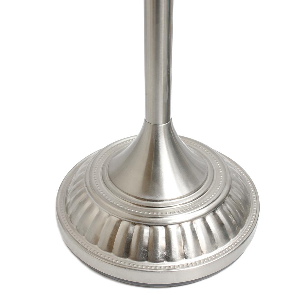 1 Light Torchiere Floor Lamp with Marbleized White Glass Shade, Brushed Nickel. Picture 2