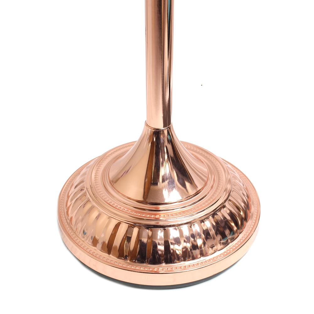 1 Light Torchiere Floor Lamp with Marbleized White Glass Shade, Rose Gold. Picture 2