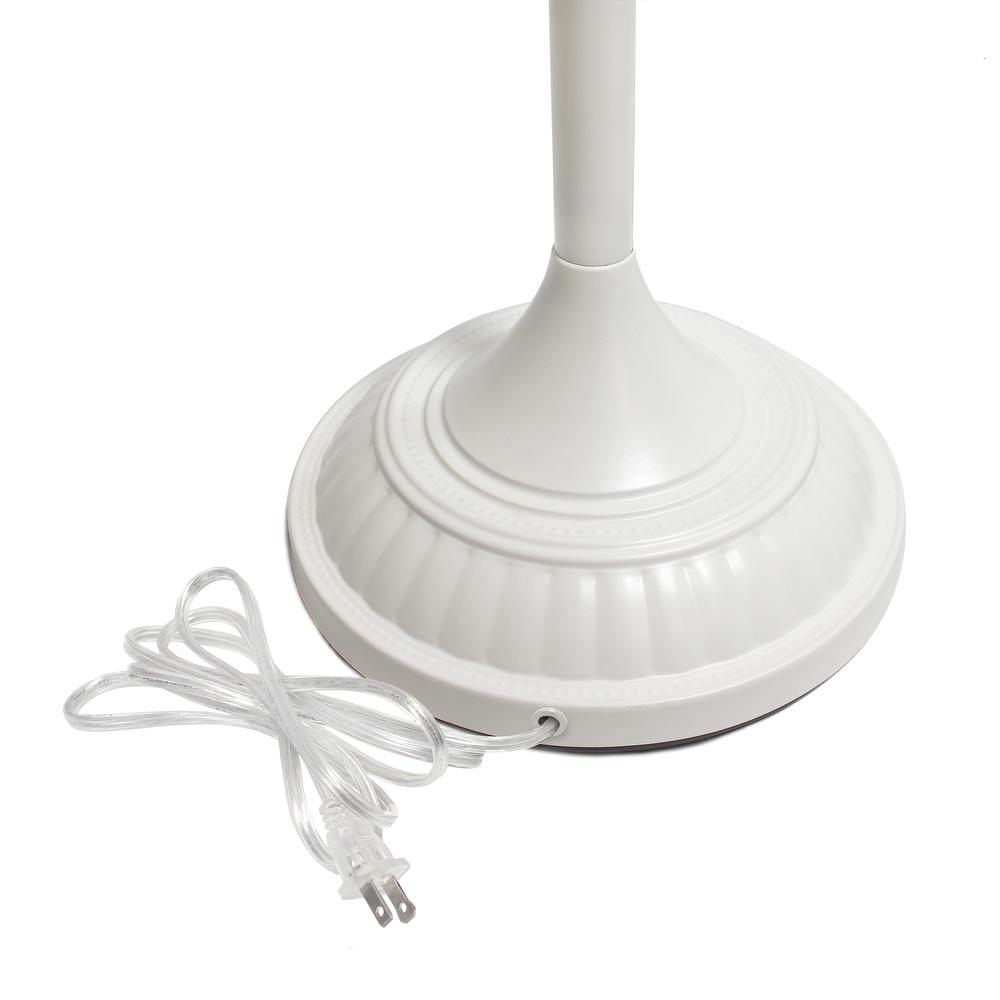 Elegant Designs 1 Light Torchiere Floor Lamp with Marbleized White Glass Shade, White