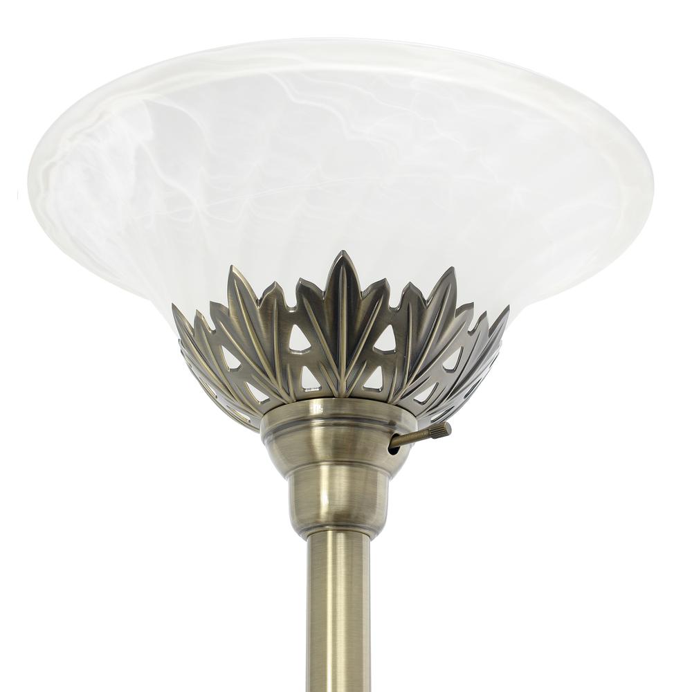 Elegant Designs 3 Light Floor Lamp with Scalloped Glass Shades, Antique Brass