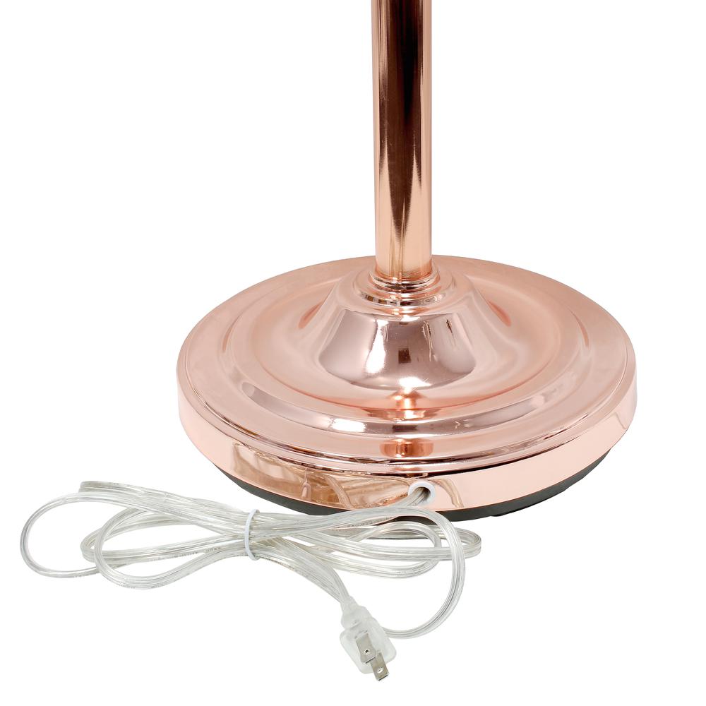 3 Light Floor Lamp with Scalloped Glass Shades, Rose Gold. Picture 1
