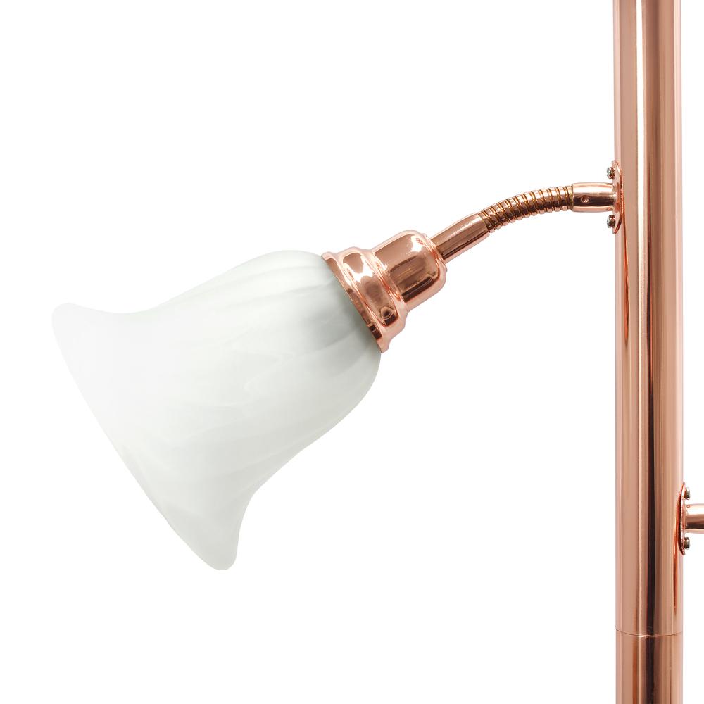 3 Light Floor Lamp with Scalloped Glass Shades, Rose Gold. Picture 3