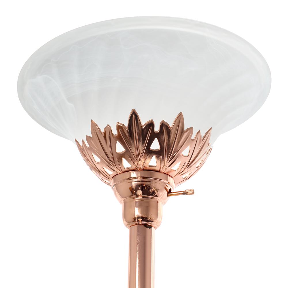 3 Light Floor Lamp with Scalloped Glass Shades, Rose Gold. Picture 4