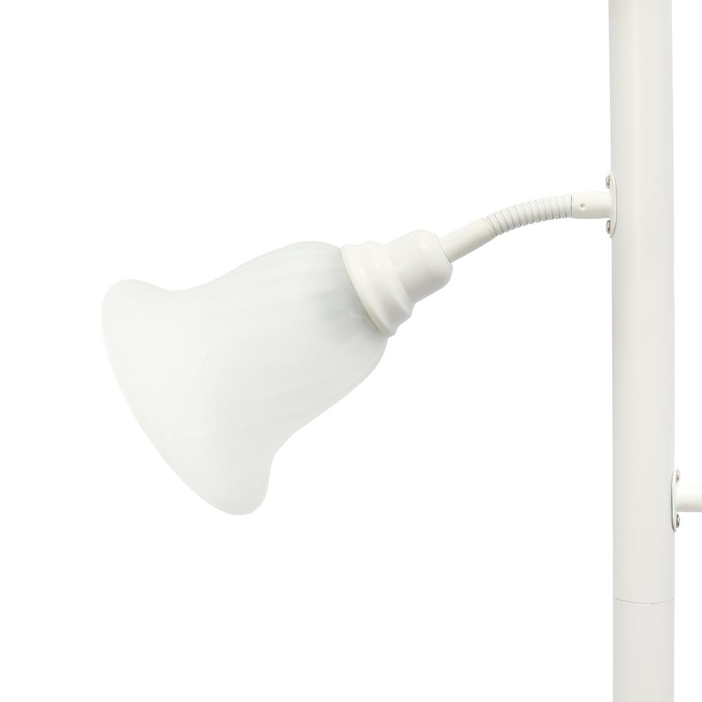 3 Light Floor Lamp with Scalloped Glass Shades, White. Picture 3