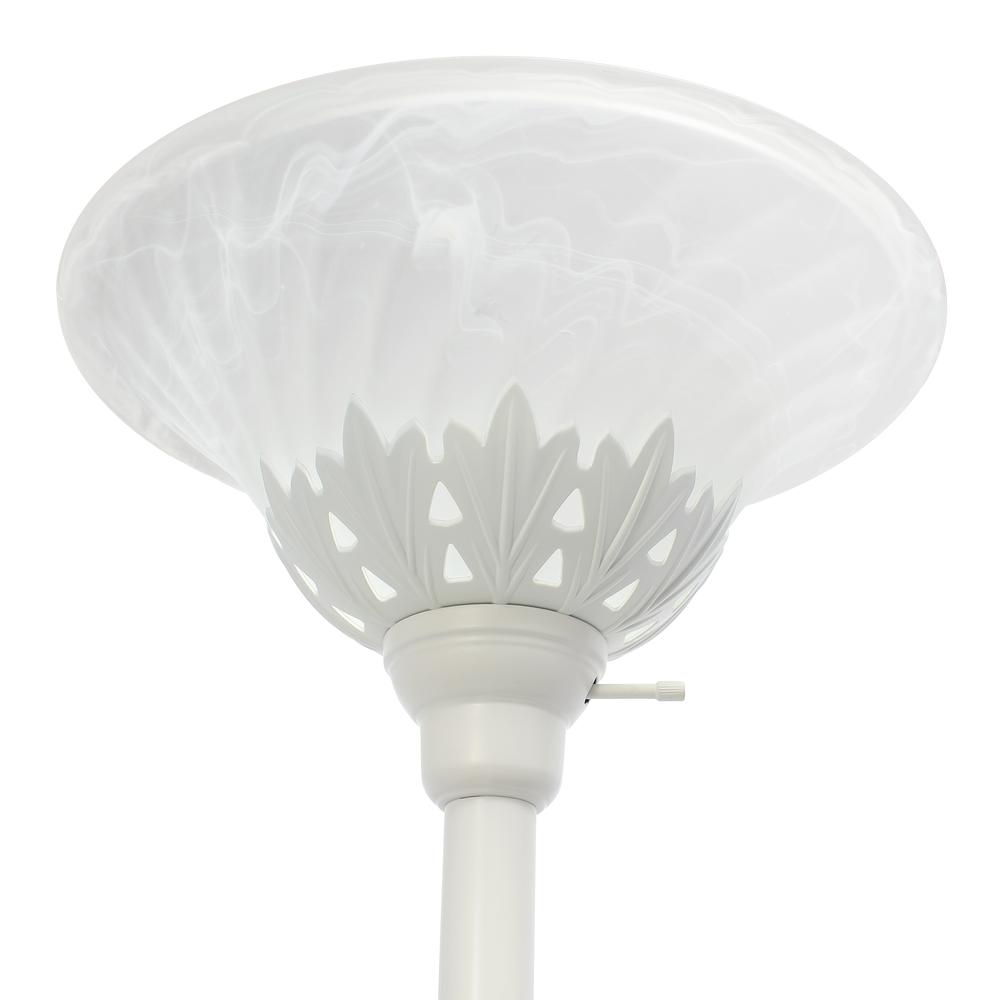 3 Light Floor Lamp with Scalloped Glass Shades, White. Picture 4