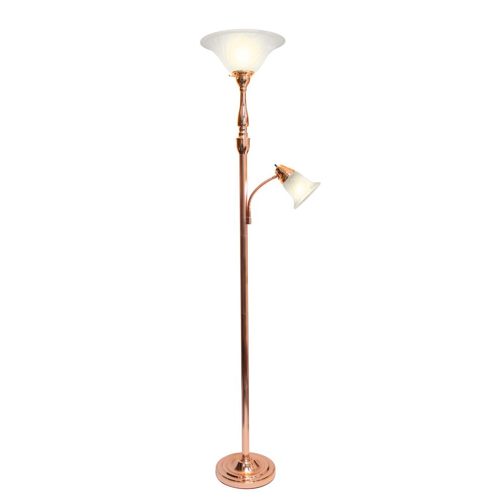 Elegant Designs 2 Light Mother Daughter Floor Lamp with White Marble Glass. Picture 2