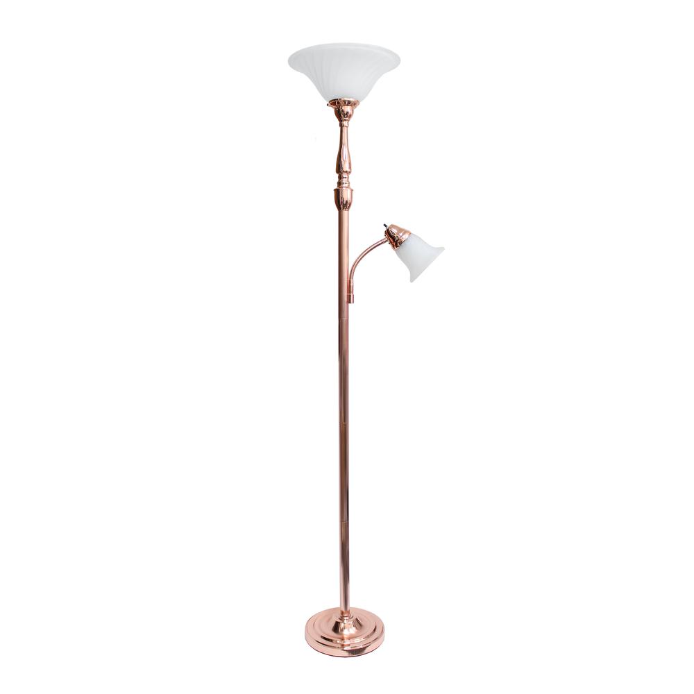 Elegant Designs 2 Light Mother Daughter Floor Lamp with White Marble Glass. Picture 3