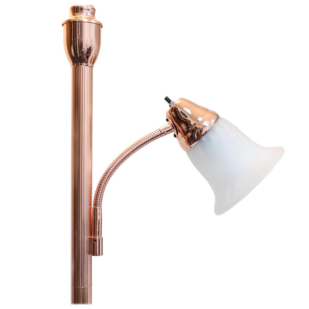 Elegant Designs 2 Light Mother Daughter Floor Lamp with White Marble Glass, Rose Gold