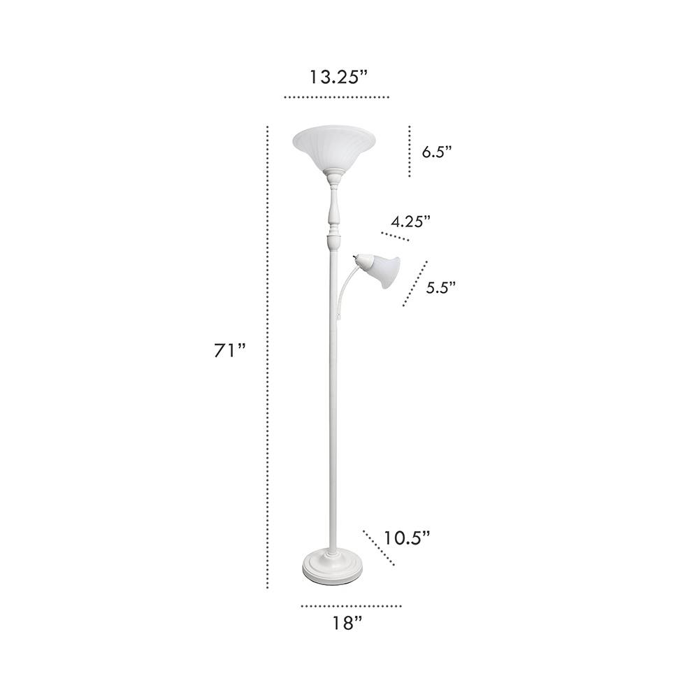 2 Light Mother Daughter Floor Lamp with White Marble Glass, White. Picture 2