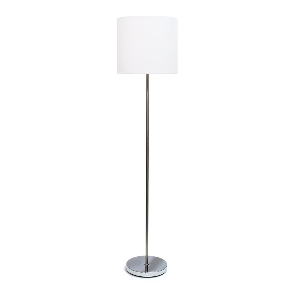 Brushed Nickel Drum Shade Floor Lamp, White. Picture 8