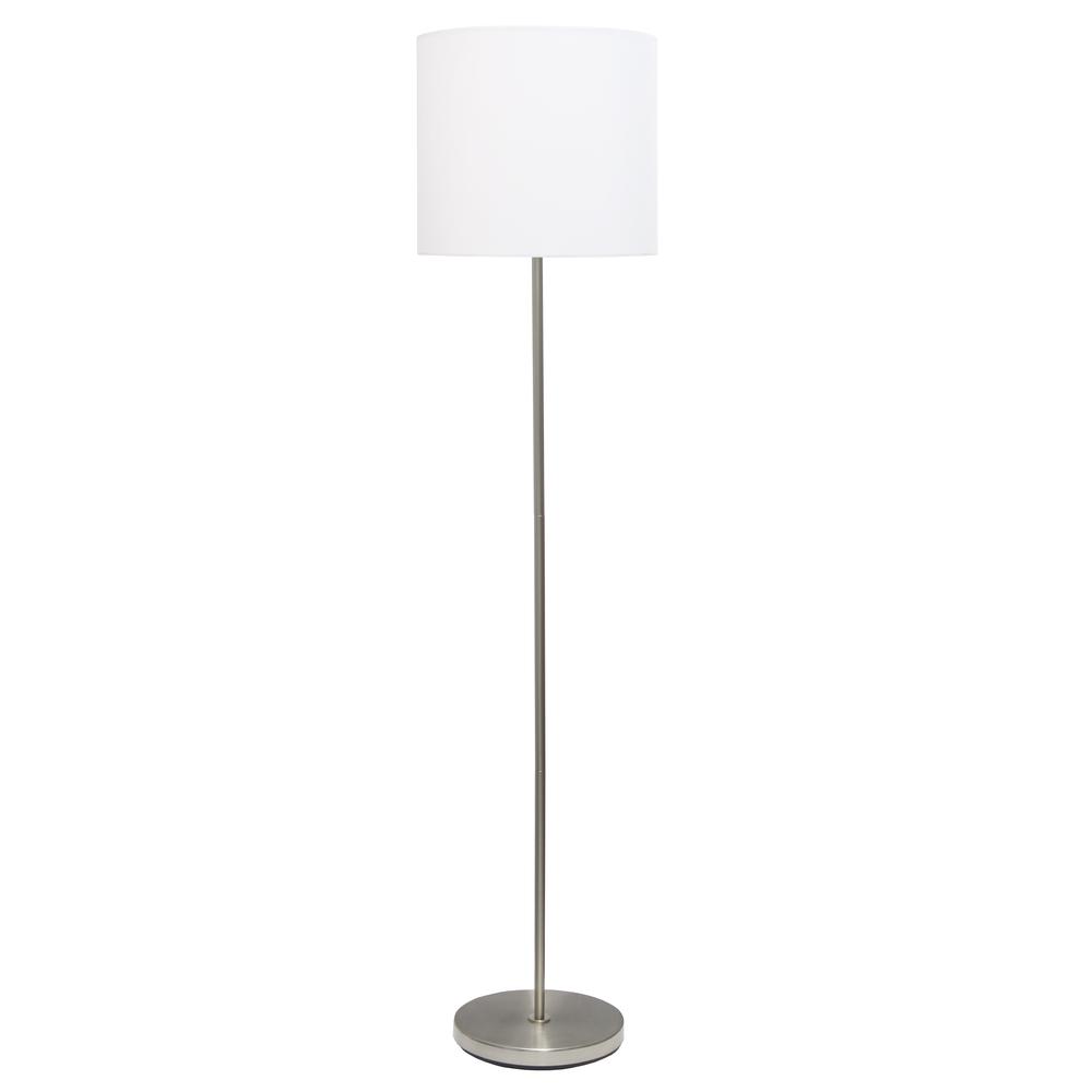 Brushed Nickel Drum Shade Floor Lamp, White. Picture 15