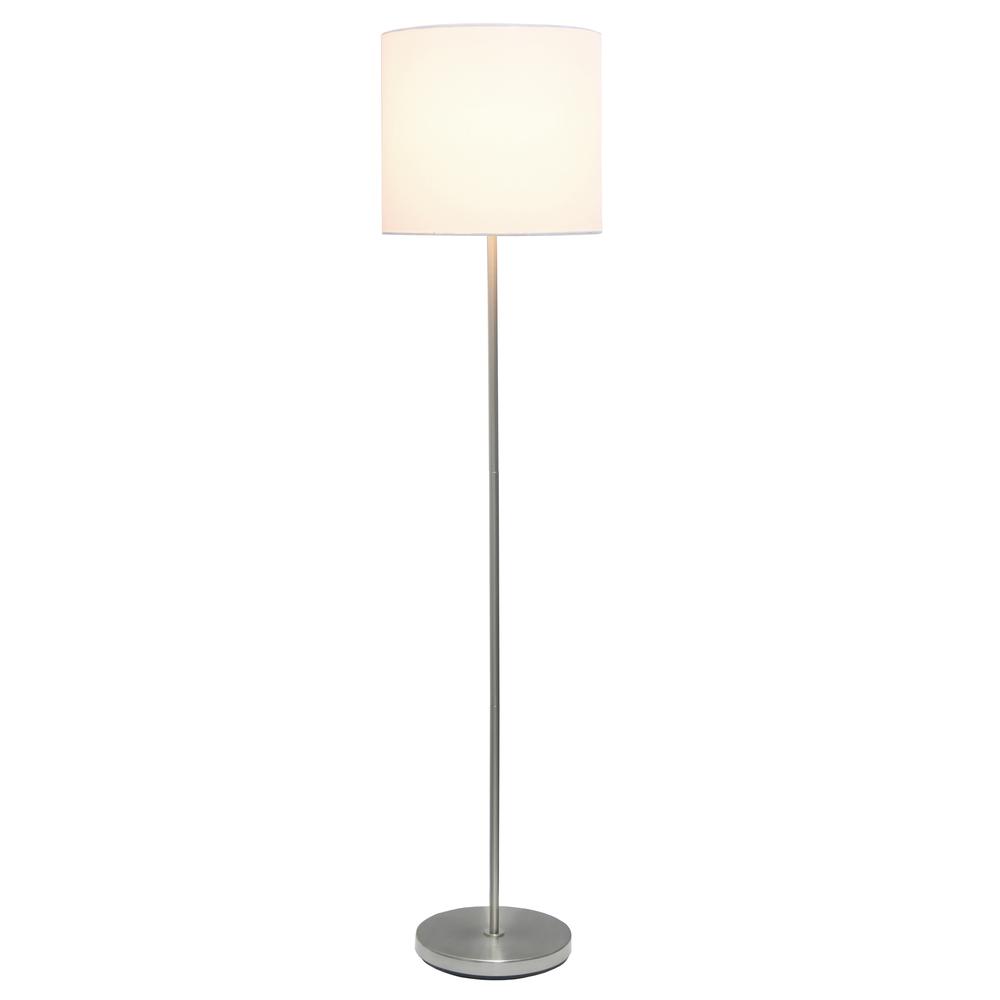 Brushed Nickel Drum Shade Floor Lamp, White. Picture 16