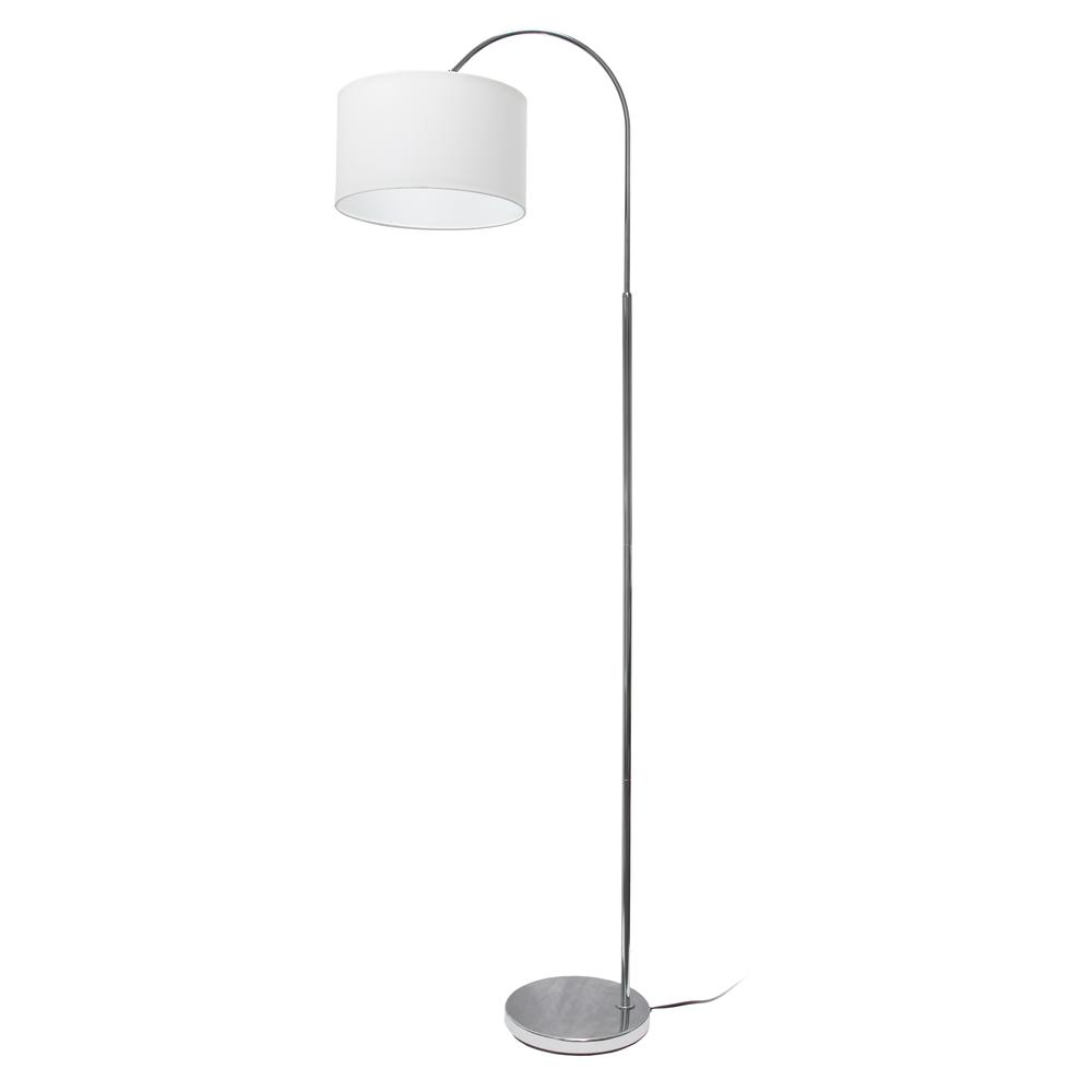Arched Brushed Nickel Floor Lamp, White Shade. Picture 16