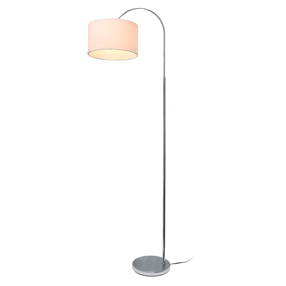 Arched Brushed Nickel Floor Lamp, White Shade. Picture 17
