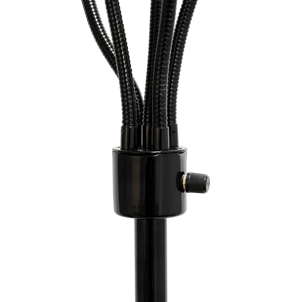 67" Multi Head Medusa 5 Light Adjustable Gooseneck Black Floor Lamp. Picture 4