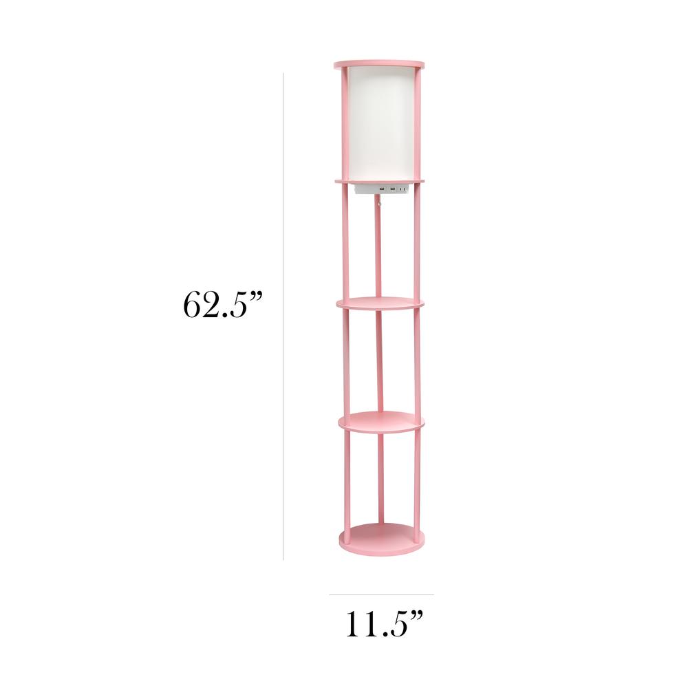62.5" Shelf Etagere Organizer Storage Floor Lamp with 2 USB Charging Ports1 Charging Outlet. Picture 5