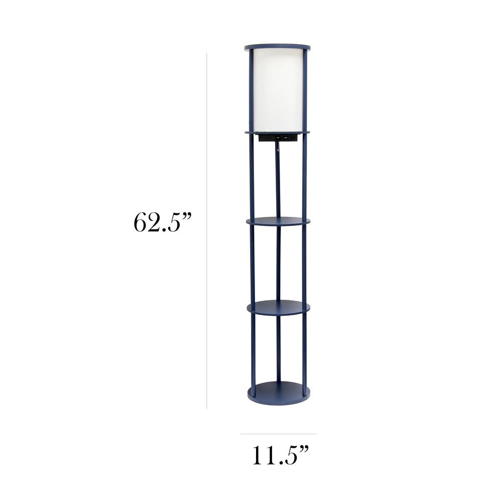 62.5" Shelf Etagere Organizer Storage Floor Lamp with 2 USB Charging Ports1 Charging Outlet. Picture 6