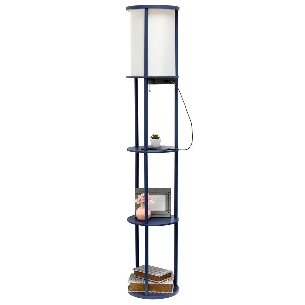 62.5" Shelf Etagere Organizer Storage Floor Lamp with 2 USB Charging Ports1 Charging Outlet. Picture 7