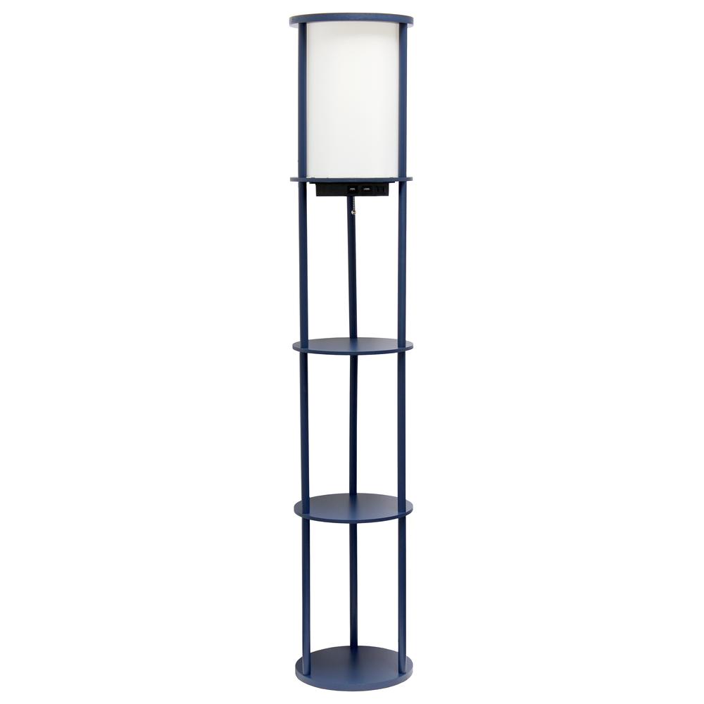62.5" Shelf Etagere Organizer Storage Floor Lamp with 2 USB Charging Ports1 Charging Outlet. Picture 1
