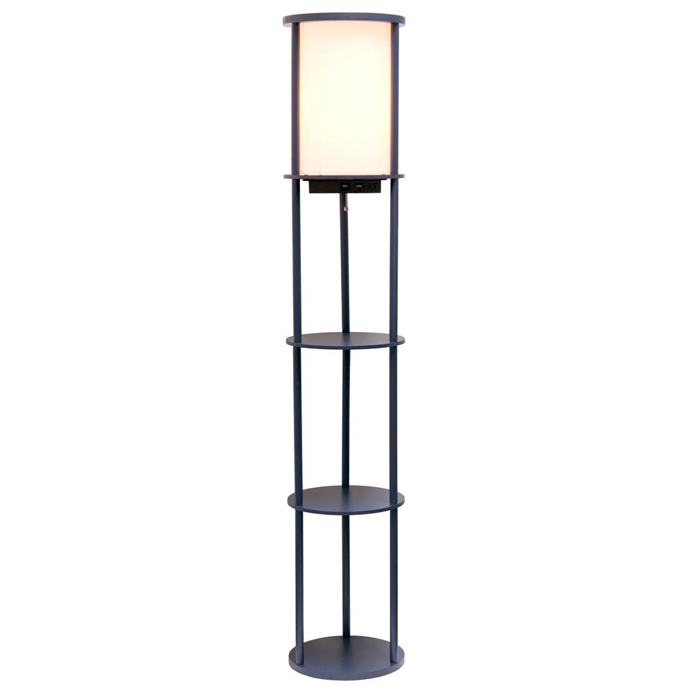 62.5" Shelf Etagere Organizer Storage Floor Lamp with 2 USB Charging Ports1 Charging Outlet. Picture 11