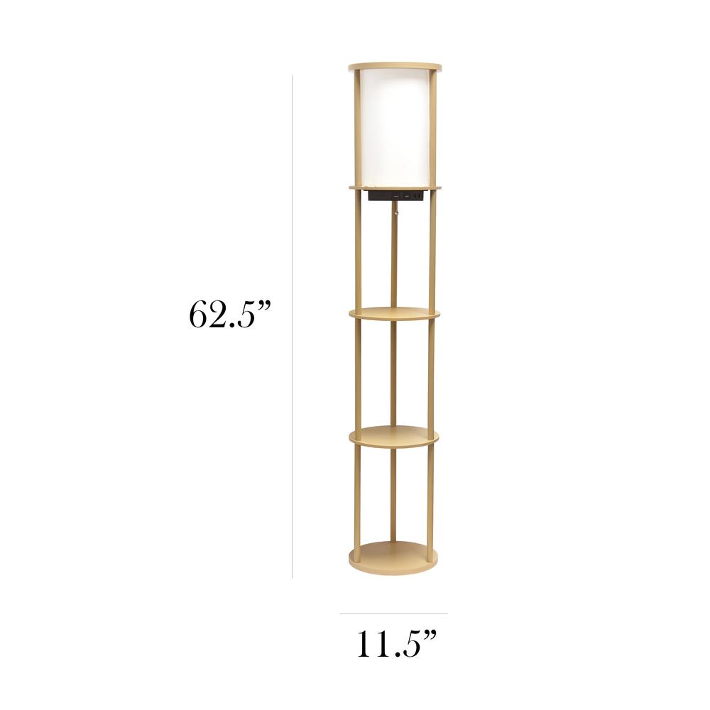 62.5" Shelf Etagere Organizer Storage Floor Lamp with 2 USB Charging Ports1 Charging Outlet. Picture 5