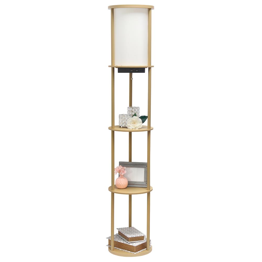 62.5" Shelf Etagere Organizer Storage Floor Lamp with 2 USB Charging Ports1 Charging Outlet. Picture 8