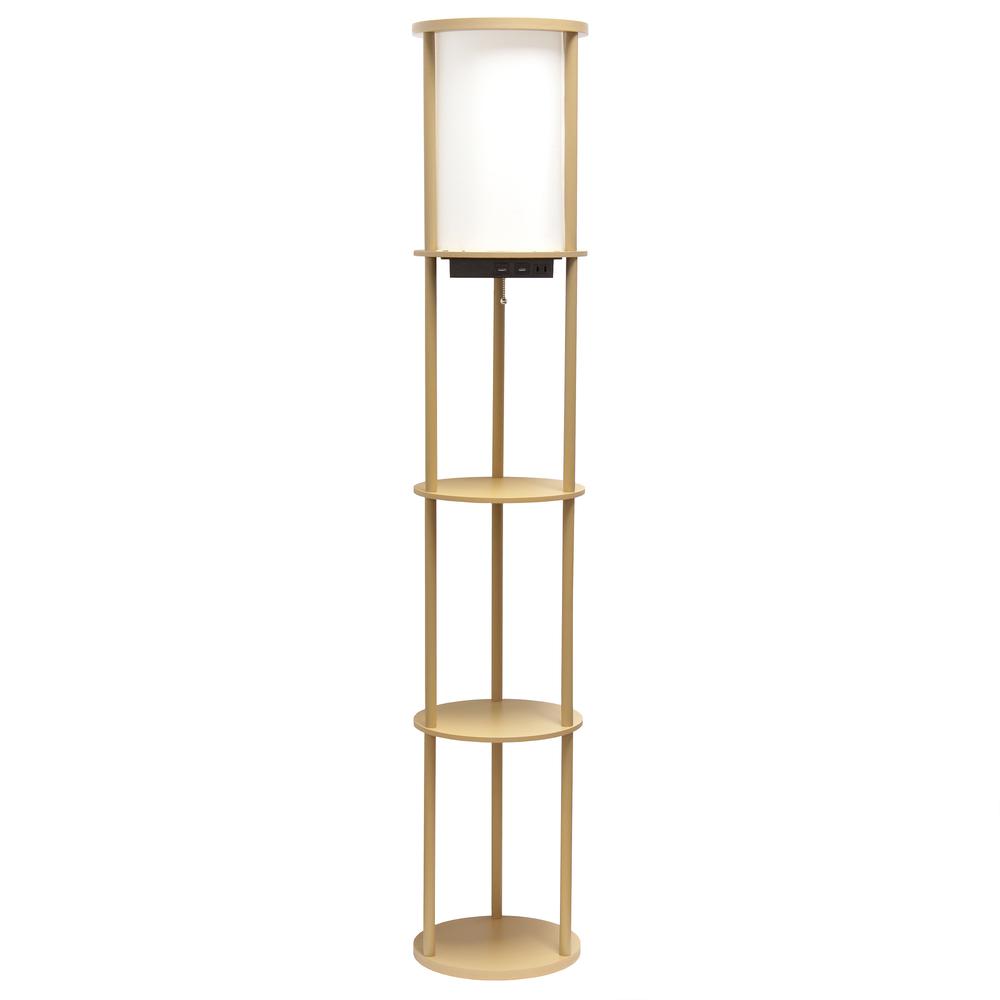 62.5" Shelf Etagere Organizer Storage Floor Lamp with 2 USB Charging Ports1 Charging Outlet. Picture 1