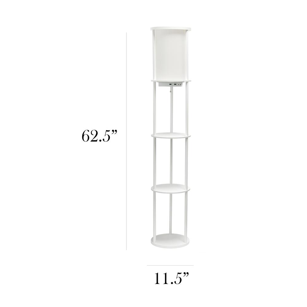 62.5" Shelf Etagere Organizer Storage Floor Lamp with 2 USB Charging Ports1 Charging Outlet. Picture 4