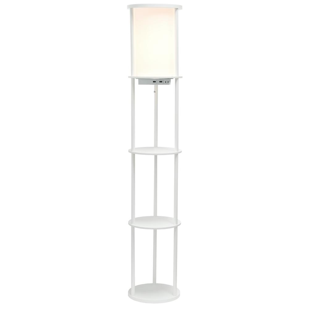 62.5" Shelf Etagere Organizer Storage Floor Lamp with 2 USB Charging Ports1 Charging Outlet. Picture 10