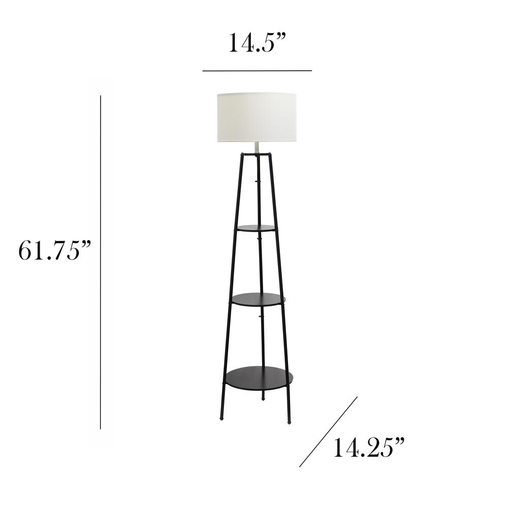 62.5" Tall Modern Tripod 3 Tier Shelf Standing Floor Lamp. Picture 5