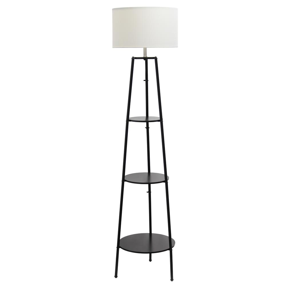 62.5" Tall Modern Tripod 3 Tier Shelf Standing Floor Lamp. Picture 1