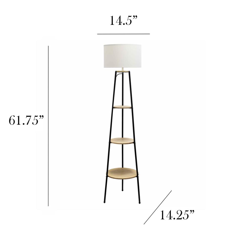 62.5" Tall Modern Tripod 3 Tier Shelf Standing Floor Lamp. Picture 5