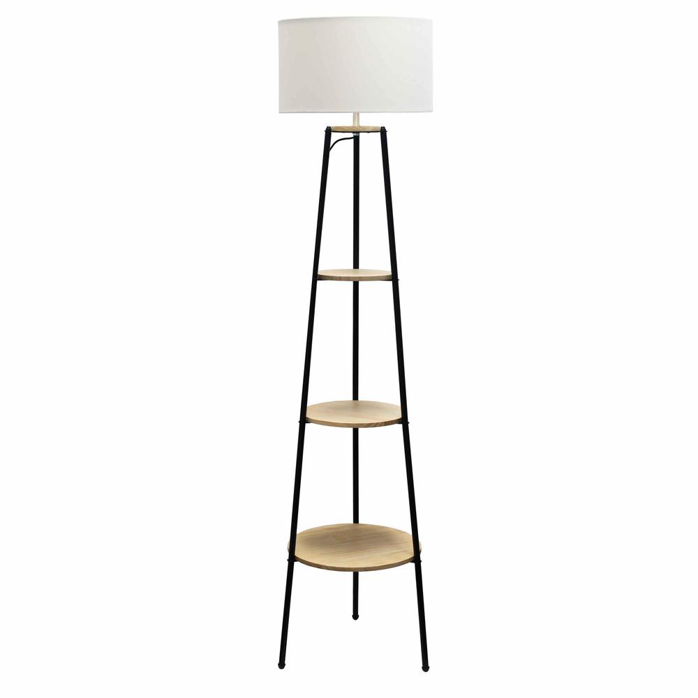 62.5" Tall Modern Tripod 3 Tier Shelf Standing Floor Lamp. Picture 1