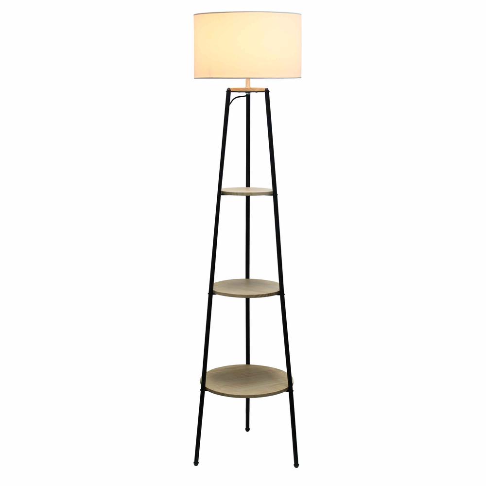 62.5" Tall Modern Tripod 3 Tier Shelf Standing Floor Lamp. Picture 8